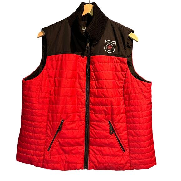 Lauren Active Ralph Lauren Size 2X Quilted Vest Red Black Sporty Warm Cozy Layer - Picture 1 of 8